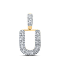 Baguette Diamond Initial Letter Pendant 3/8 to 1/2 Cttw