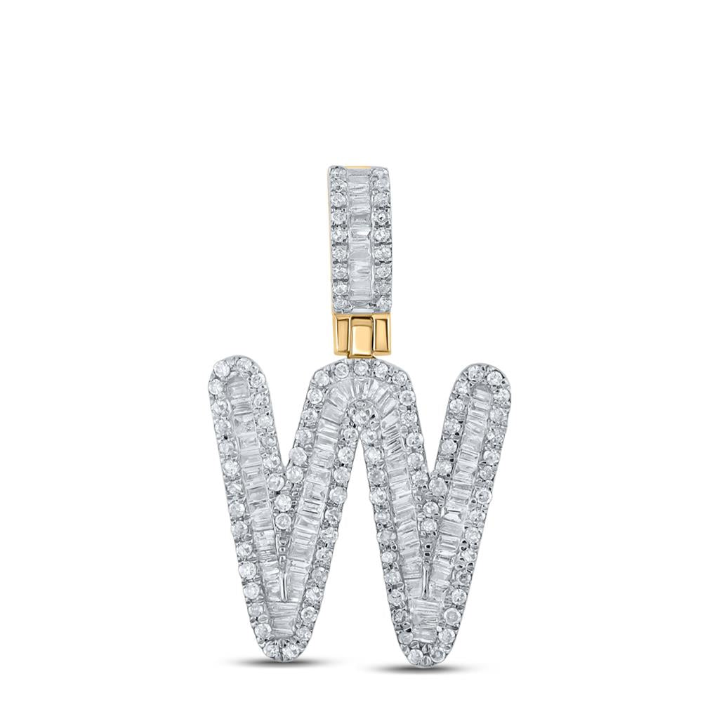Baguette Diamond Initial Letter Pendant 3/8 to 1/2 Cttw
