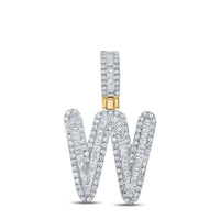 Baguette Diamond Initial Letter Pendant 3/8 to 1/2 Cttw