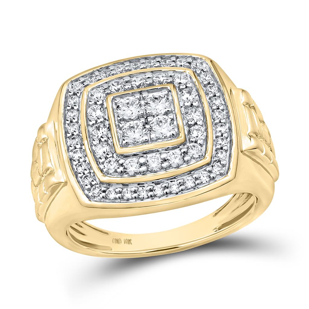 10k Yellow Gold Round Diamond Square Ring 1 Cttw