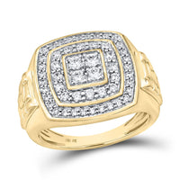 10k Yellow Gold Round Diamond Square Ring 1 Cttw
