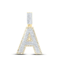 10k Two-tone Gold Round Diamond Initial Letter Pendant 1/2 to 5/8 Cttw