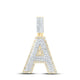 10k Two-tone Gold Round Diamond Initial Letter Pendant 1/2 to 5/8 Cttw