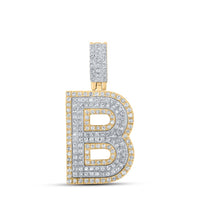 10k Two-tone Gold Round Diamond Initial Letter Pendant 1/2 to 5/8 Cttw