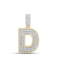 10k Two-tone Gold Round Diamond Initial Letter Pendant 1/2 to 5/8 Cttw