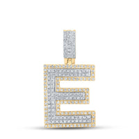 10k Two-tone Gold Round Diamond Initial Letter Pendant 1/2 to 5/8 Cttw