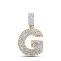 10k Two-tone Gold Round Diamond Initial Letter Pendant 1/2 to 5/8 Cttw