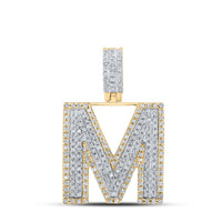 10k Two-tone Gold Round Diamond Initial Letter Pendant 1/2 to 5/8 Cttw