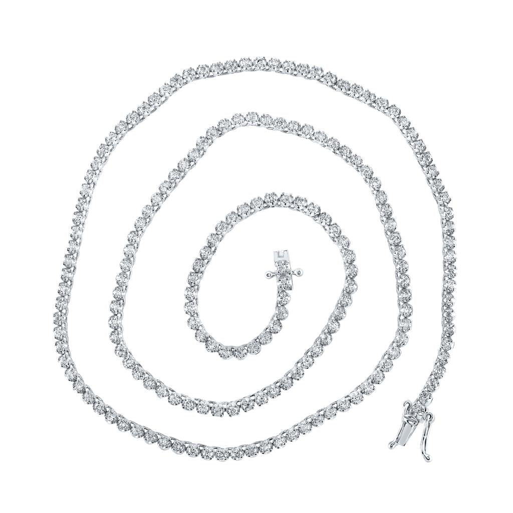 Round Diamond 18-inch Tennis Chain Necklace 3-1/4 Cttw