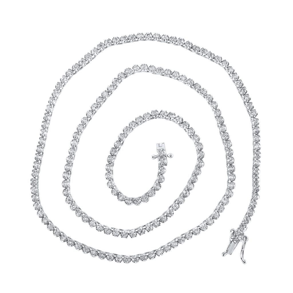Round Diamond 18-inch Tennis Chain Necklace 3-1/4 Cttw