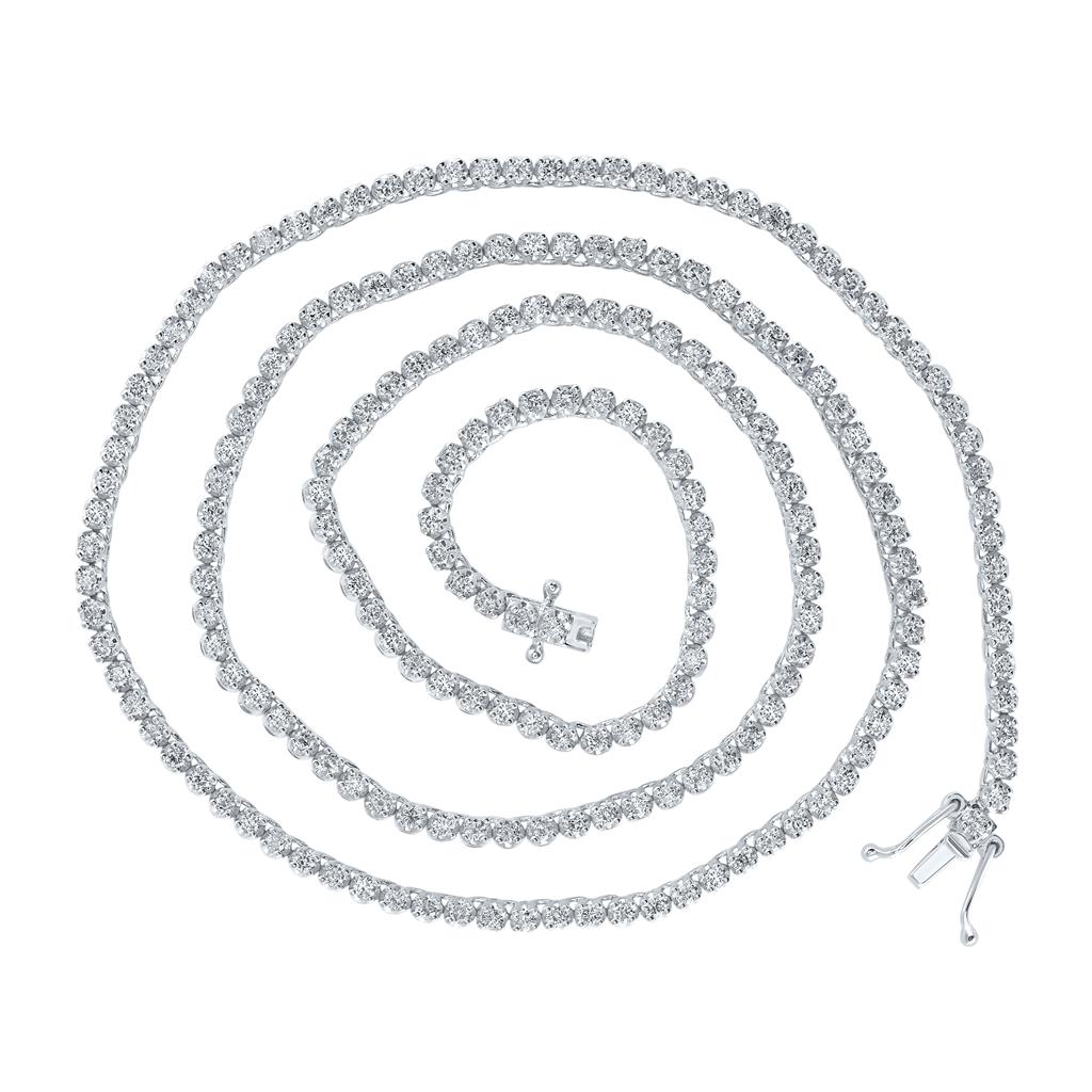 Round Diamond 20-inch Tennis Chain Necklace 3-5/8 Cttw