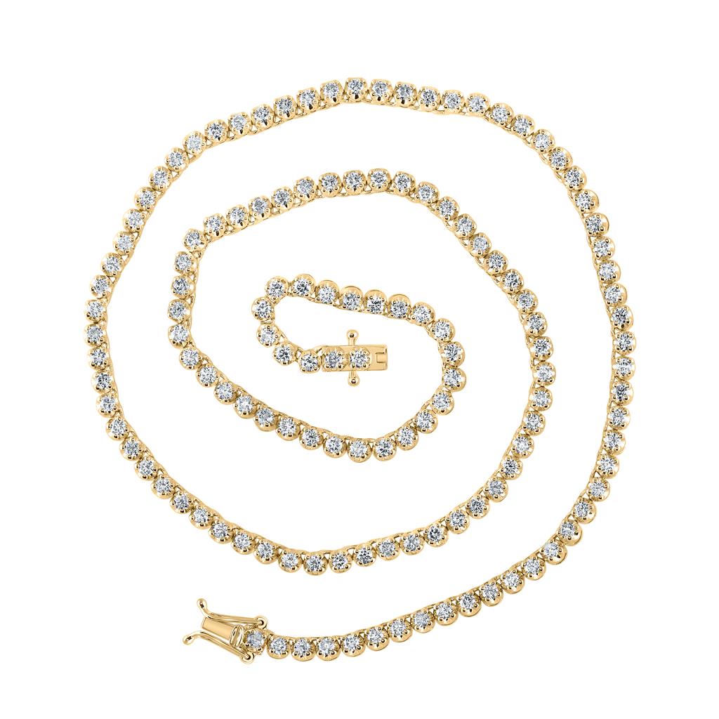 Round Diamond 16-inch Single Row Tennis Chain Necklace 4-3/8 Cttw