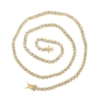 Round Diamond 16-inch Single Row Tennis Chain Necklace 4-3/8 Cttw