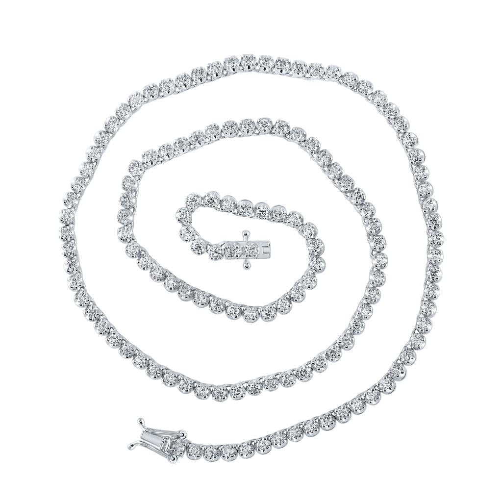 Round Diamond 16-inch Single Row Tennis Chain Necklace 4-3/8 Cttw