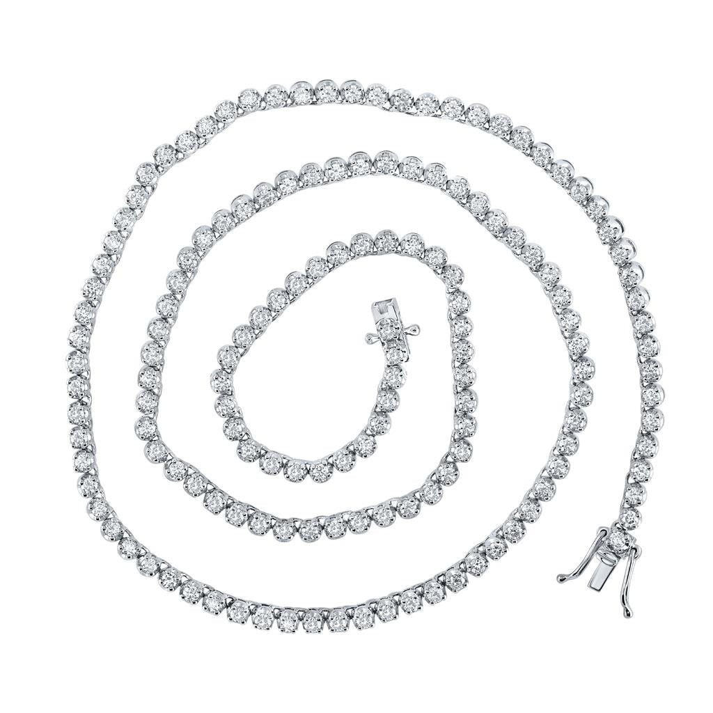 Round Diamond 18-inch Tennis Chain Necklace 4-5/8 Cttw