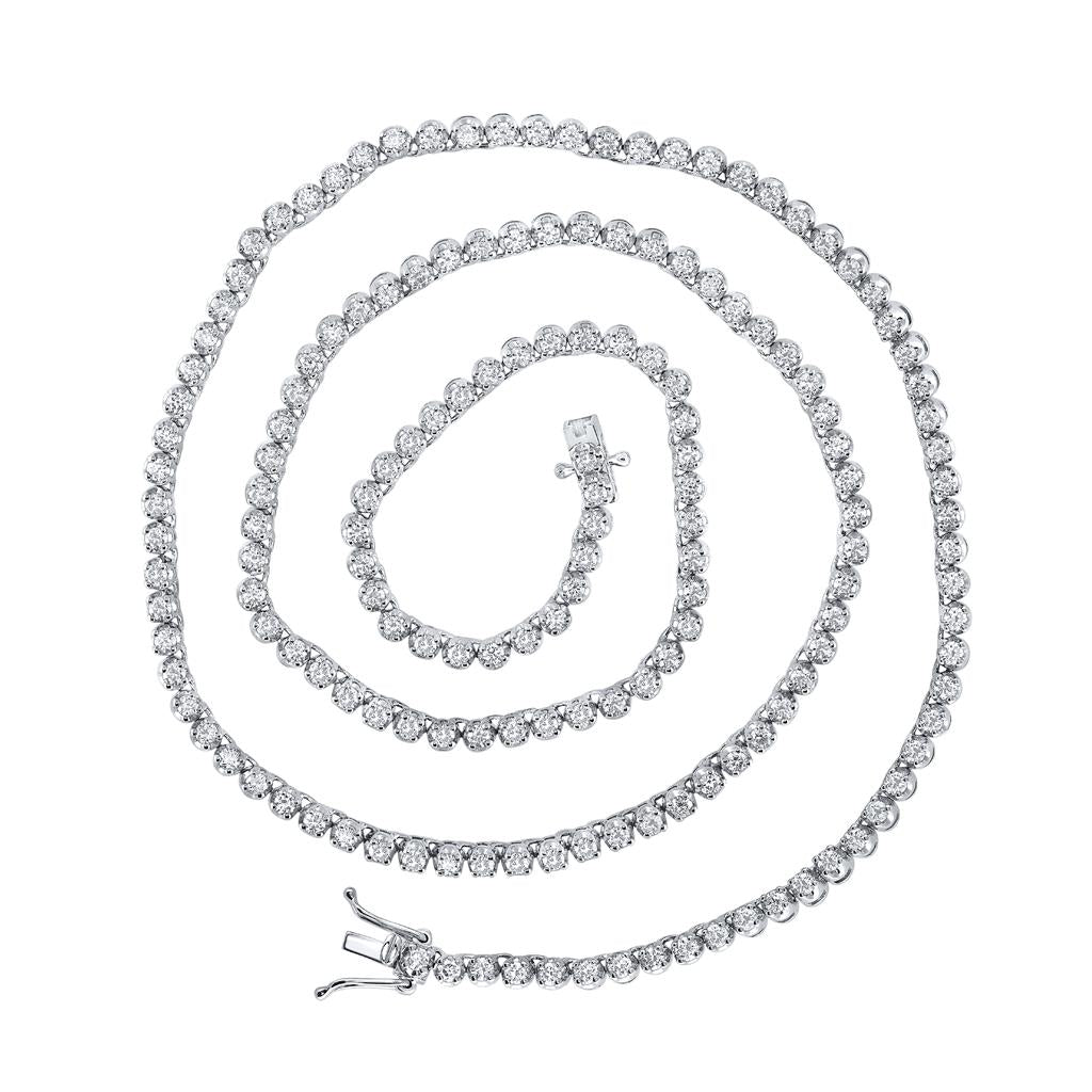 Round Diamond 20-inch Single Row Tennis Chain Necklace 5 Cttw