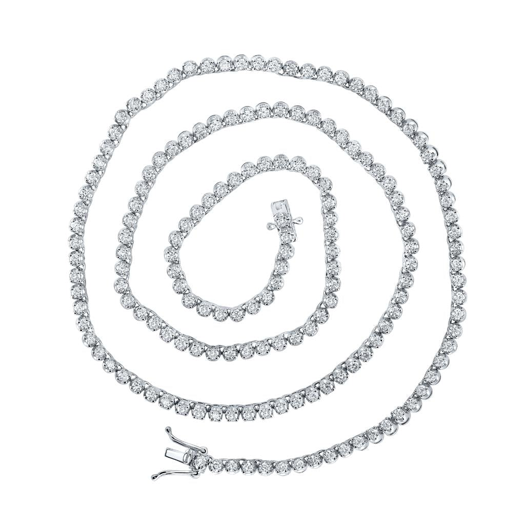 Round Diamond 20-inch Single Row Tennis Chain Necklace 5 Cttw