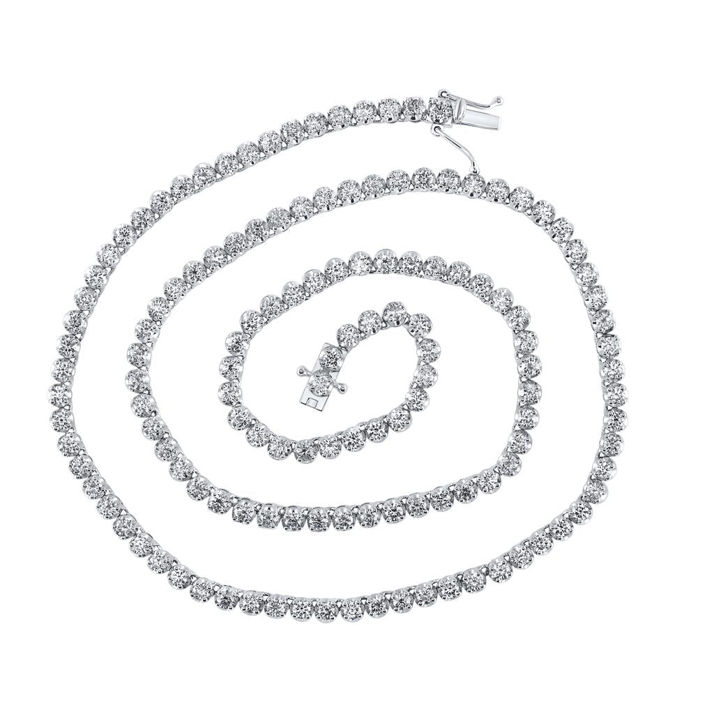 Round Diamond 18-inch Tennis Chain Necklace 6-7/8 Cttw