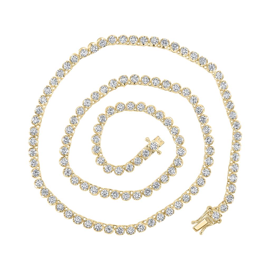 Round Diamond 18-inch Tennis Chain Necklace 10-1/4 Cttw