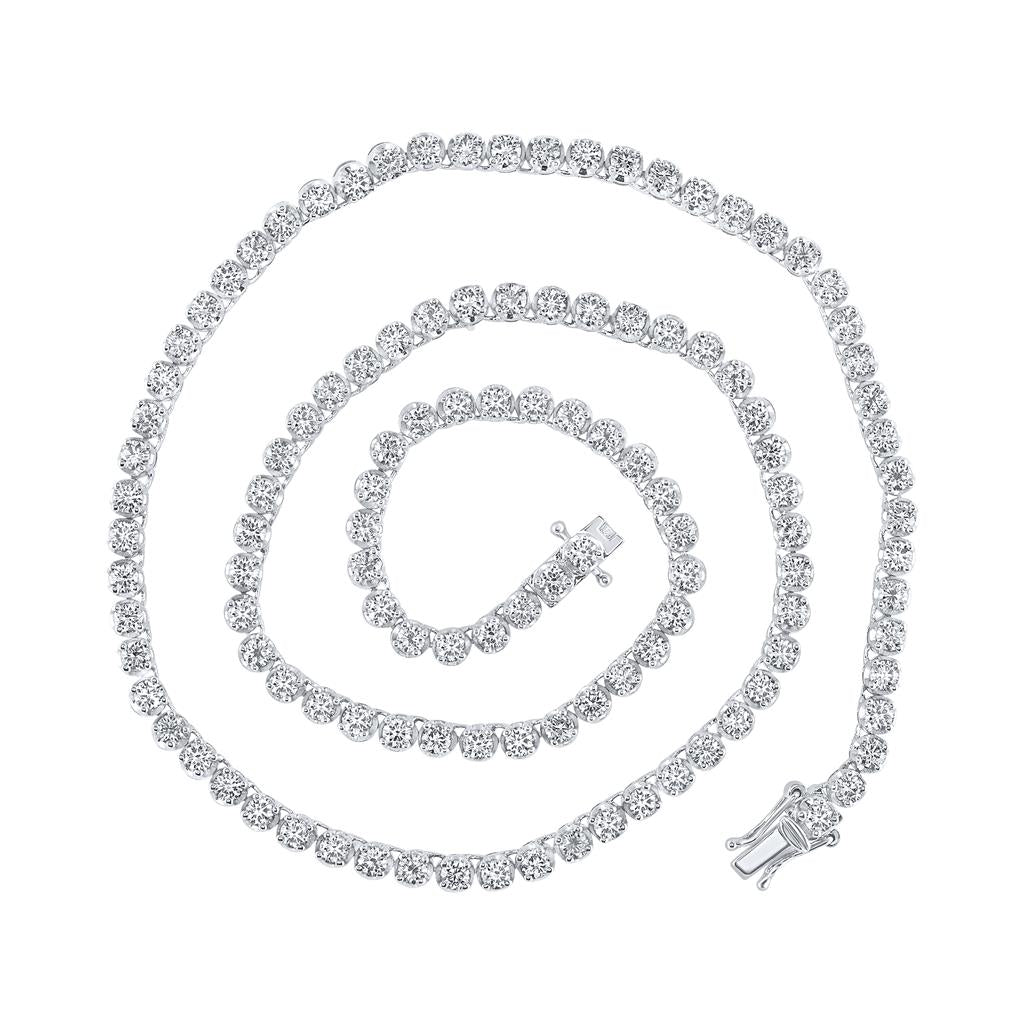 Round Diamond 18-inch Tennis Chain Necklace 10-1/4 Cttw