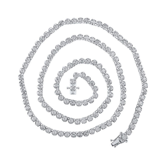 Round Diamond 20-inch Tennis Chain Necklace 11-1/4 Cttw