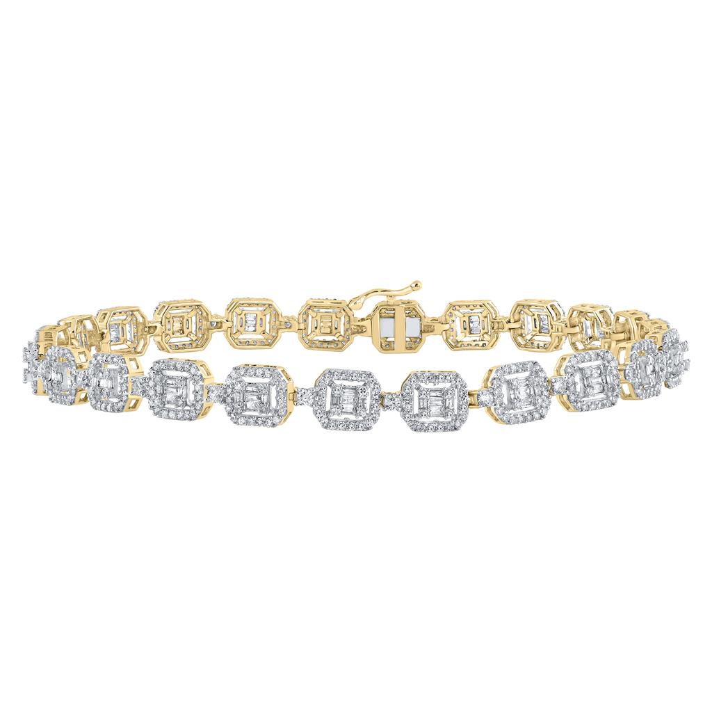Baguette Diamond Square Link Bracelet 4 Cttw