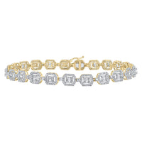 Baguette Diamond Square Link Bracelet 4 Cttw