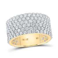 14k Yellow Gold Round Diamond 6-Row Pave Band Ring 6-1/2 Cttw