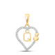 10k Yellow Gold Round Diamond Q Heart Letter Pendant