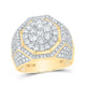 10k Yellow Gold Round Diamond Octagon Cluster Ring 2-7/8 Cttw
