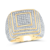 10k Yellow Gold Round Diamond Square Ring 1-7/8 Cttw
