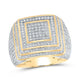 10k Yellow Gold Round Diamond Square Ring 1-7/8 Cttw