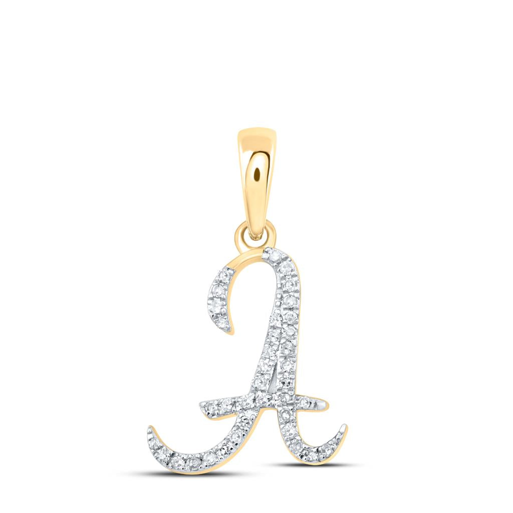 Round Diamond Initial Letter Pendant 1/20 to 1/8 Cttw