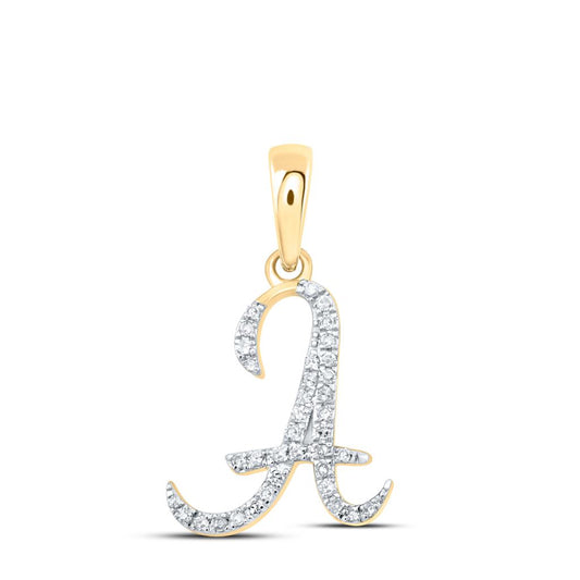 Round Diamond Initial Letter Pendant 1/20 to 1/8 Cttw