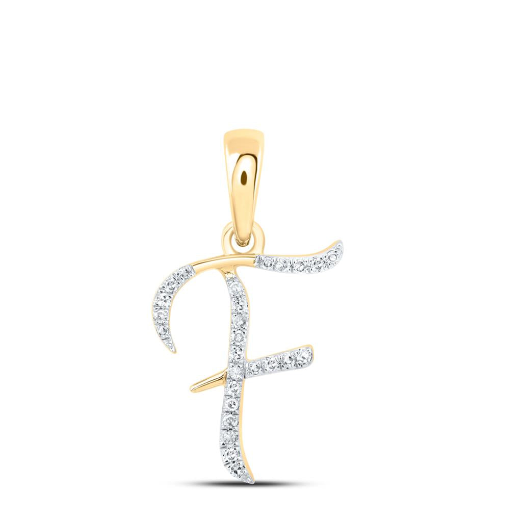 Round Diamond Initial Letter Pendant 1/20 to 1/8 Cttw