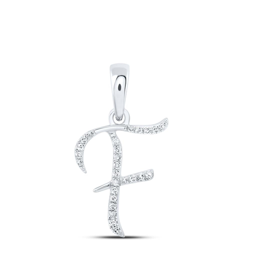 Round Diamond Initial Letter Pendant 1/20 to 1/8 Cttw