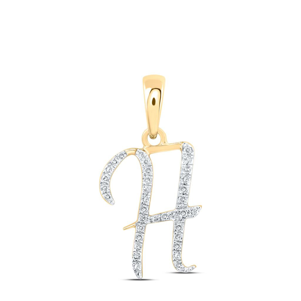 Round Diamond Initial Letter Pendant 1/20 to 1/8 Cttw
