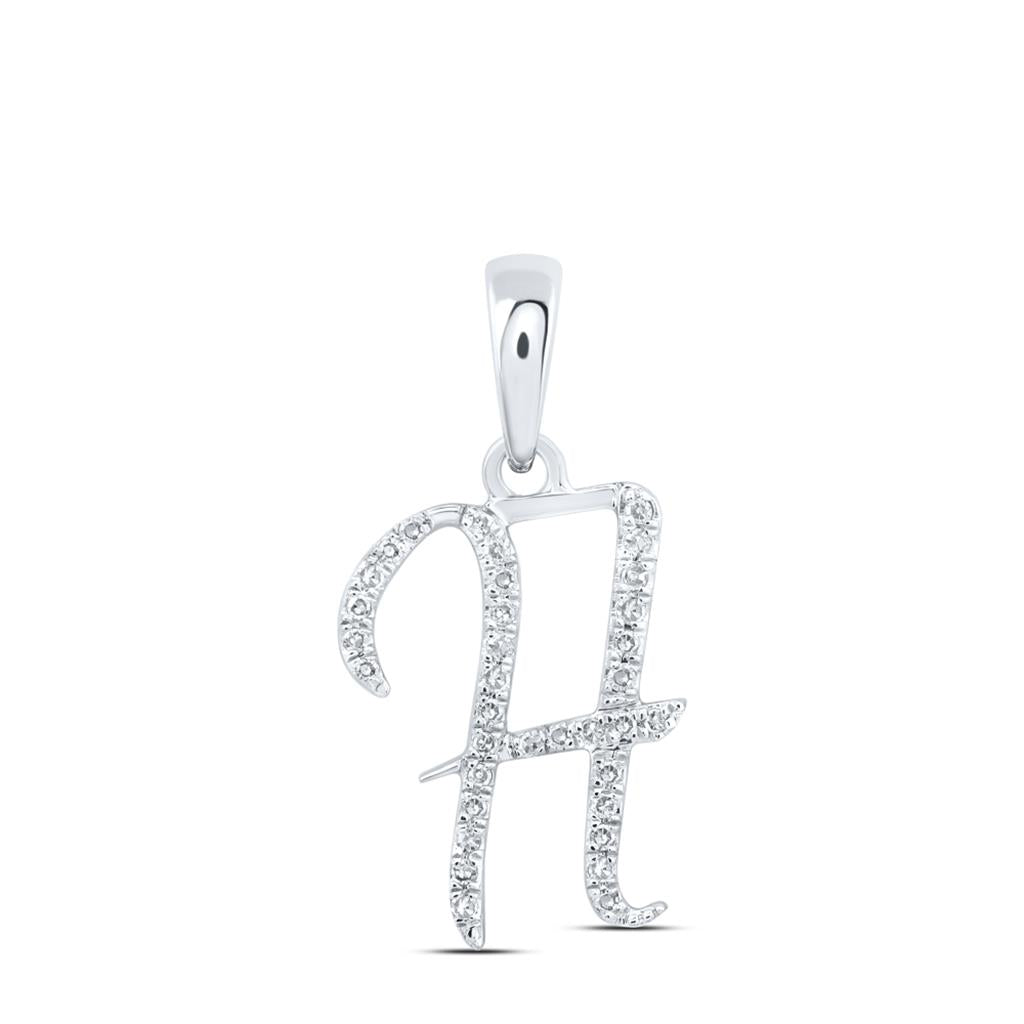 Round Diamond Initial Letter Pendant 1/20 to 1/8 Cttw