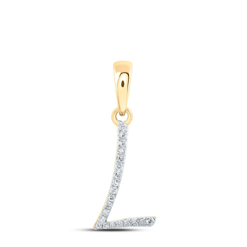 Round Diamond Initial Letter Pendant 1/20 to 1/8 Cttw
