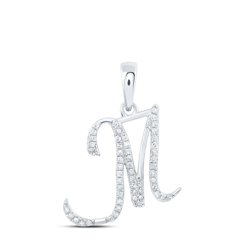 Round Diamond Initial Letter Pendant 1/20 to 1/8 Cttw