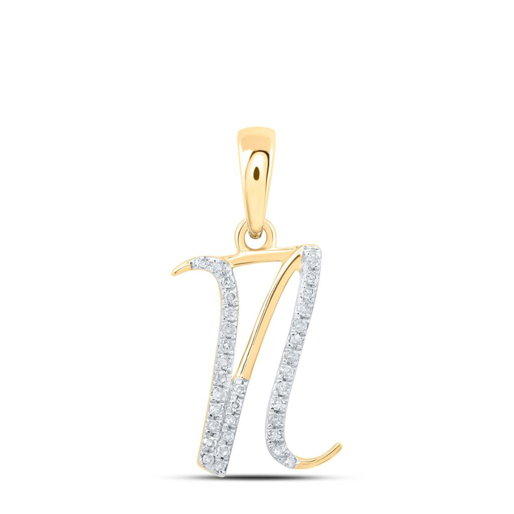 Round Diamond Initial Letter Pendant 1/20 to 1/8 Cttw