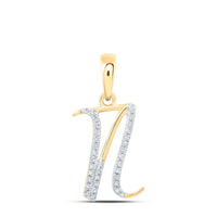 Round Diamond Initial Letter Pendant 1/20 to 1/8 Cttw
