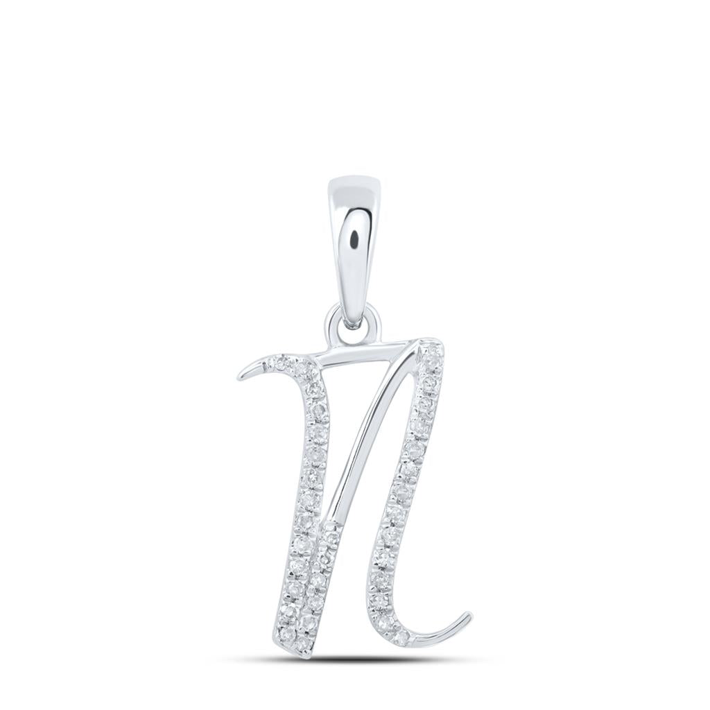 Round Diamond Initial Letter Pendant 1/20 to 1/8 Cttw