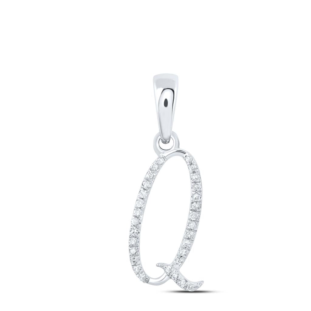 Round Diamond Initial Letter Pendant 1/20 to 1/8 Cttw