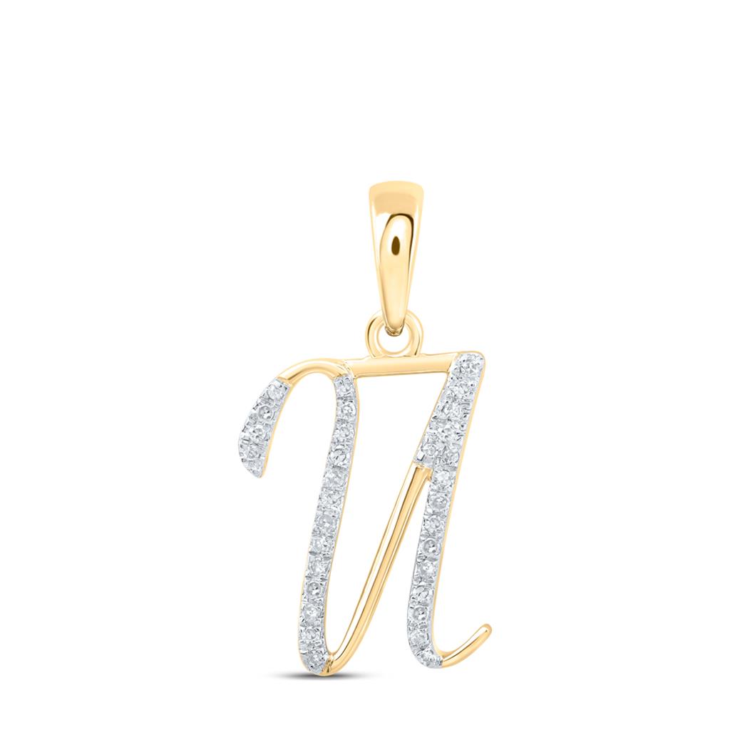 Round Diamond Initial Letter Pendant 1/20 to 1/8 Cttw