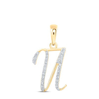 Round Diamond Initial Letter Pendant 1/20 to 1/8 Cttw