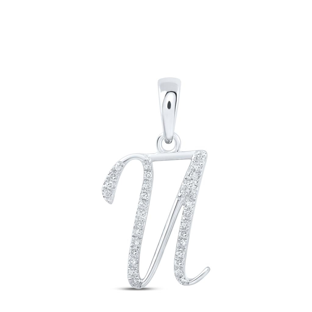 Round Diamond Initial Letter Pendant 1/20 to 1/8 Cttw