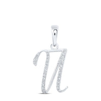 Round Diamond Initial Letter Pendant 1/20 to 1/8 Cttw