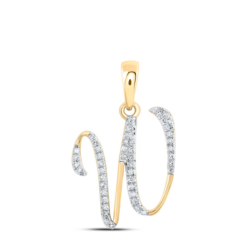 Round Diamond Initial Letter Pendant 1/20 to 1/8 Cttw