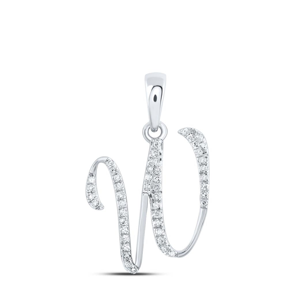 Round Diamond Initial Letter Pendant 1/20 to 1/8 Cttw